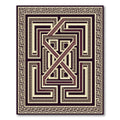 Deep Burgundy Geometric Maze Rug