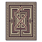 Deep Burgundy Geometric Maze Rug