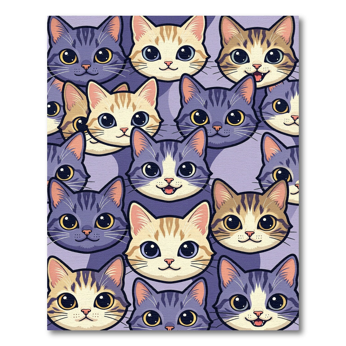 Adorable Cats Lavender Whimsical Faces Rug
