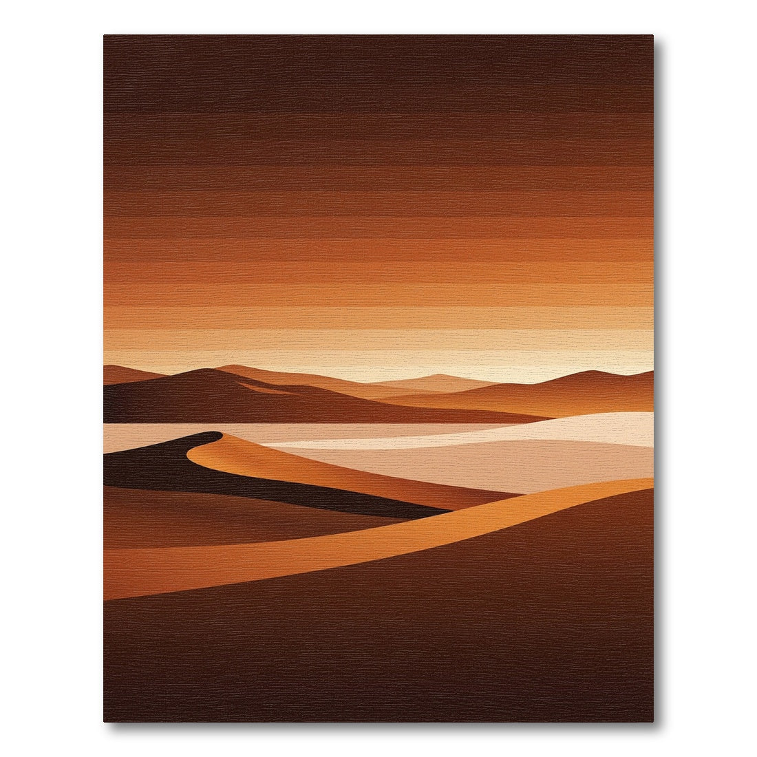 Minimalist Amber Desert Horizon Landscape Rug