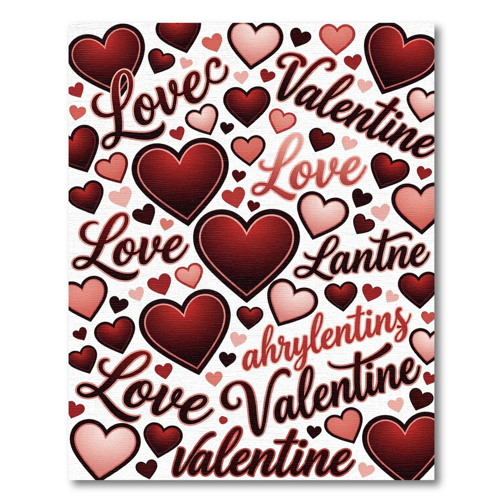 Red Hearts Valentine Love Collage Rug