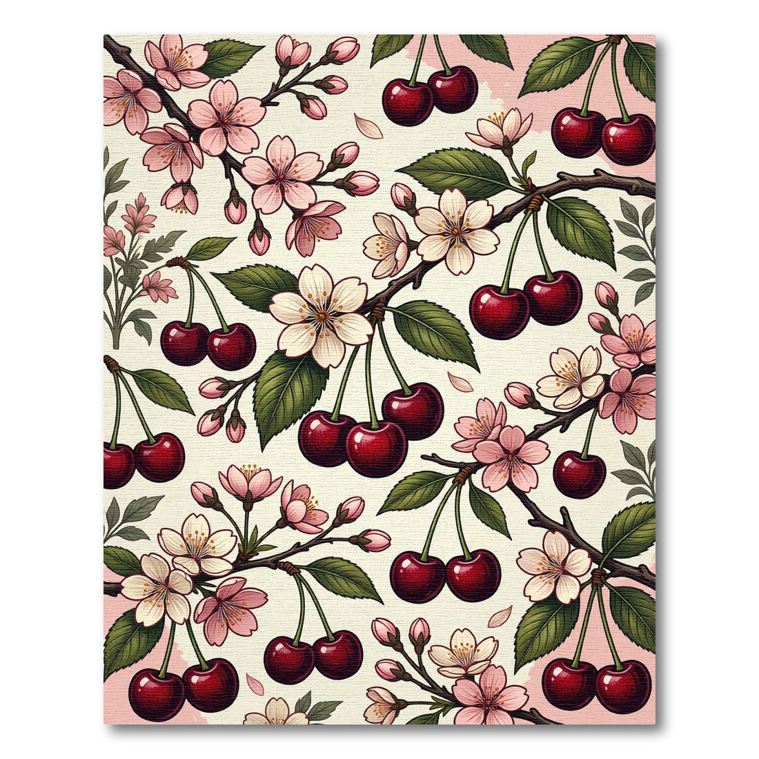 Blossoming Cherry Branch Botanical Art Rug