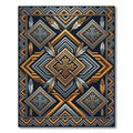 Geometric Gold and Slate Cross Rug