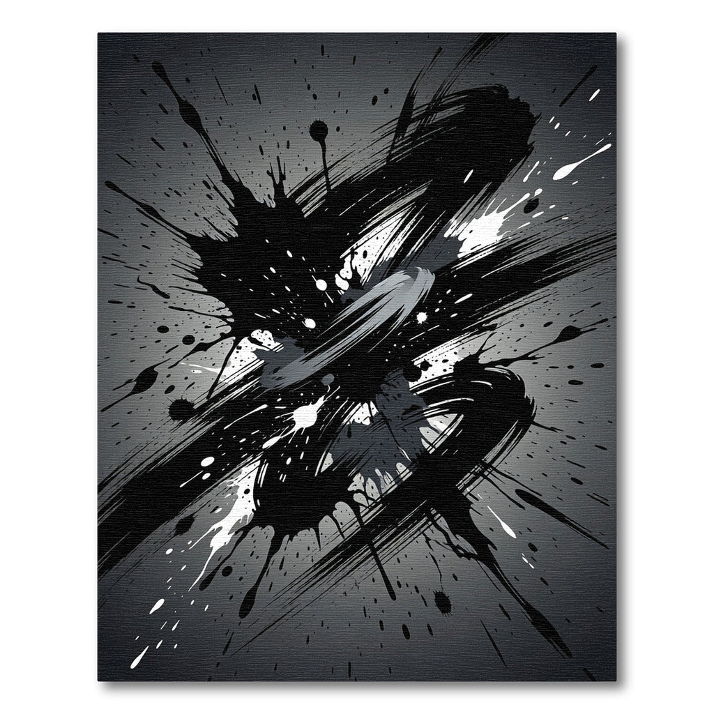 Monochrome Splatter Brush Stroke Rug