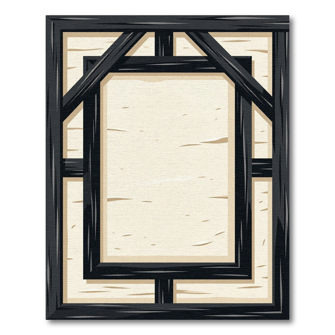 Rustic Dark Beam Cream Linen Rectangular Rug