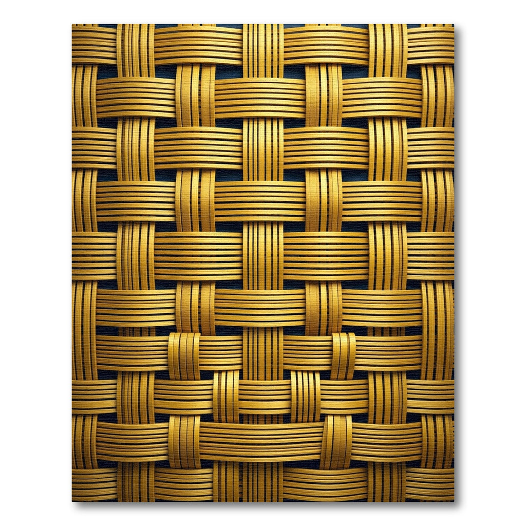 Golden Interwoven Basketry Texture Rug
