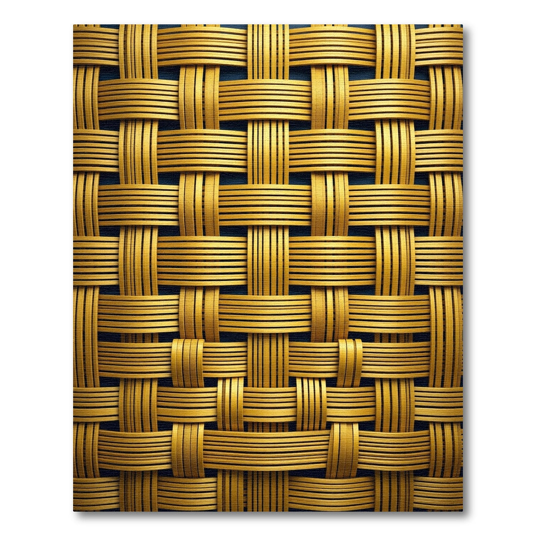 Golden Interwoven Basketry Texture Rug