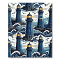 Coastal Navy Lighthouse Nautical Ocean Art Rug