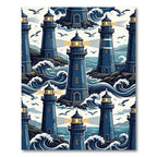 Coastal Navy Lighthouse Nautical Ocean Art Rug