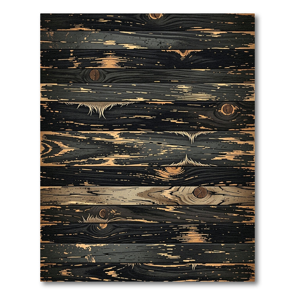 Dark Wood Grain Distressed Plank Rug