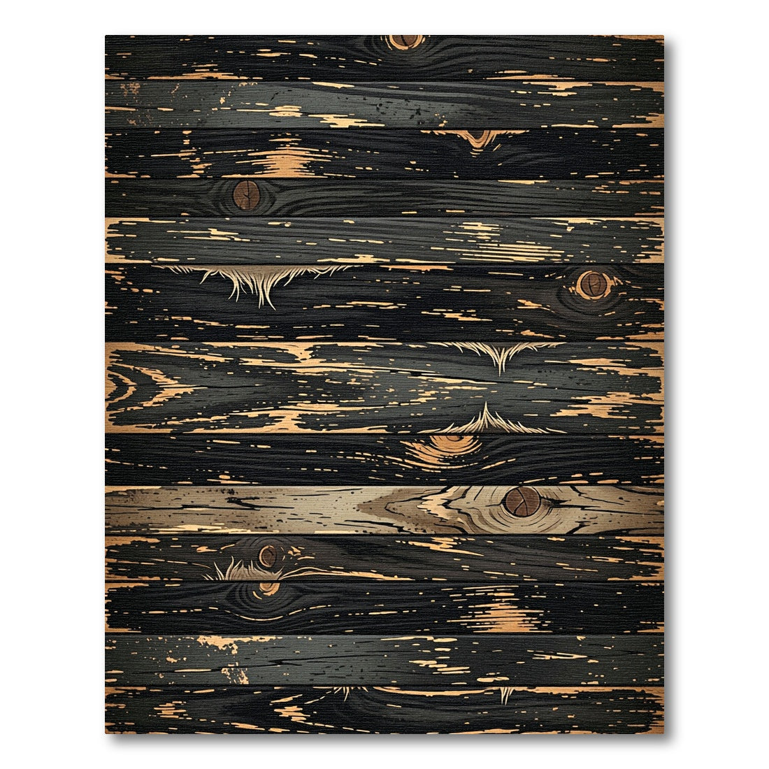 Dark Wood Grain Distressed Plank Rug