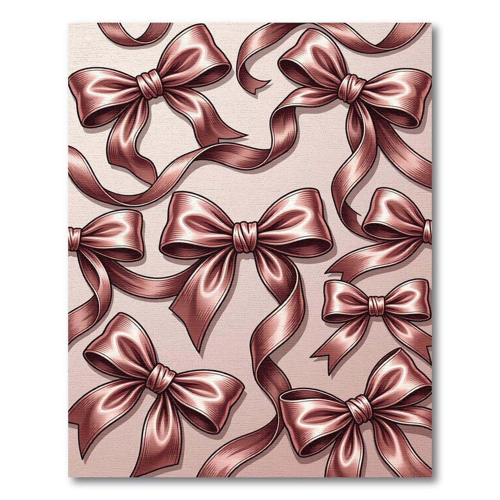 Elegant Rose Gold Satin Ribbon Bows Rug