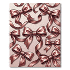 Elegant Rose Gold Satin Ribbon Bows Rug
