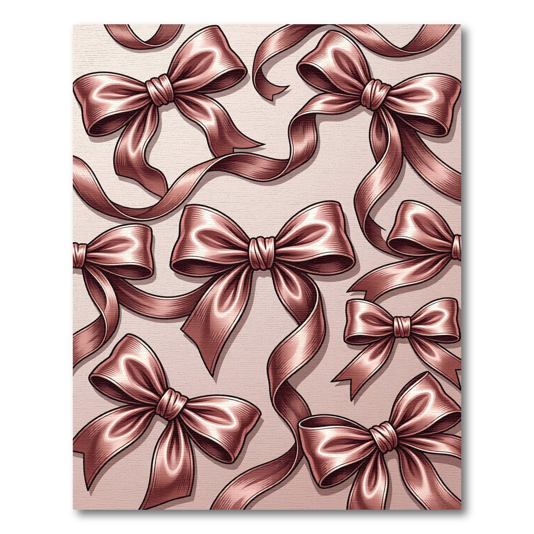 Elegant Rose Gold Satin Ribbon Bows Rug