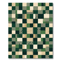 Green Beige Black Checkerboard Squares Rug