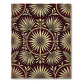 Golden Palm Fan Deep Crimson Medallion Rug