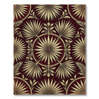 Golden Palm Fan Deep Crimson Medallion Rug