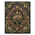 Ornate Golden Floral Bouquet Medallion Rug