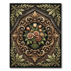 Ornate Golden Floral Bouquet Medallion Rug