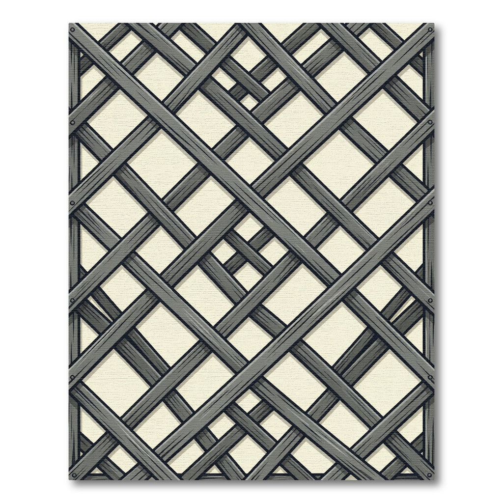 Rustic Gray Wood Lattice Diagonal Rug