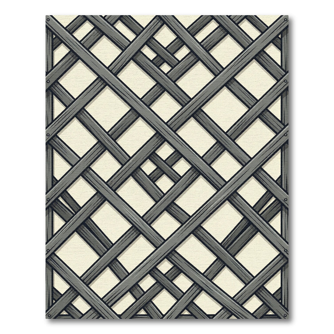 Rustic Gray Wood Lattice Diagonal Rug