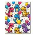 Colorful Cartoon Dinosaur Celebration Party Rug