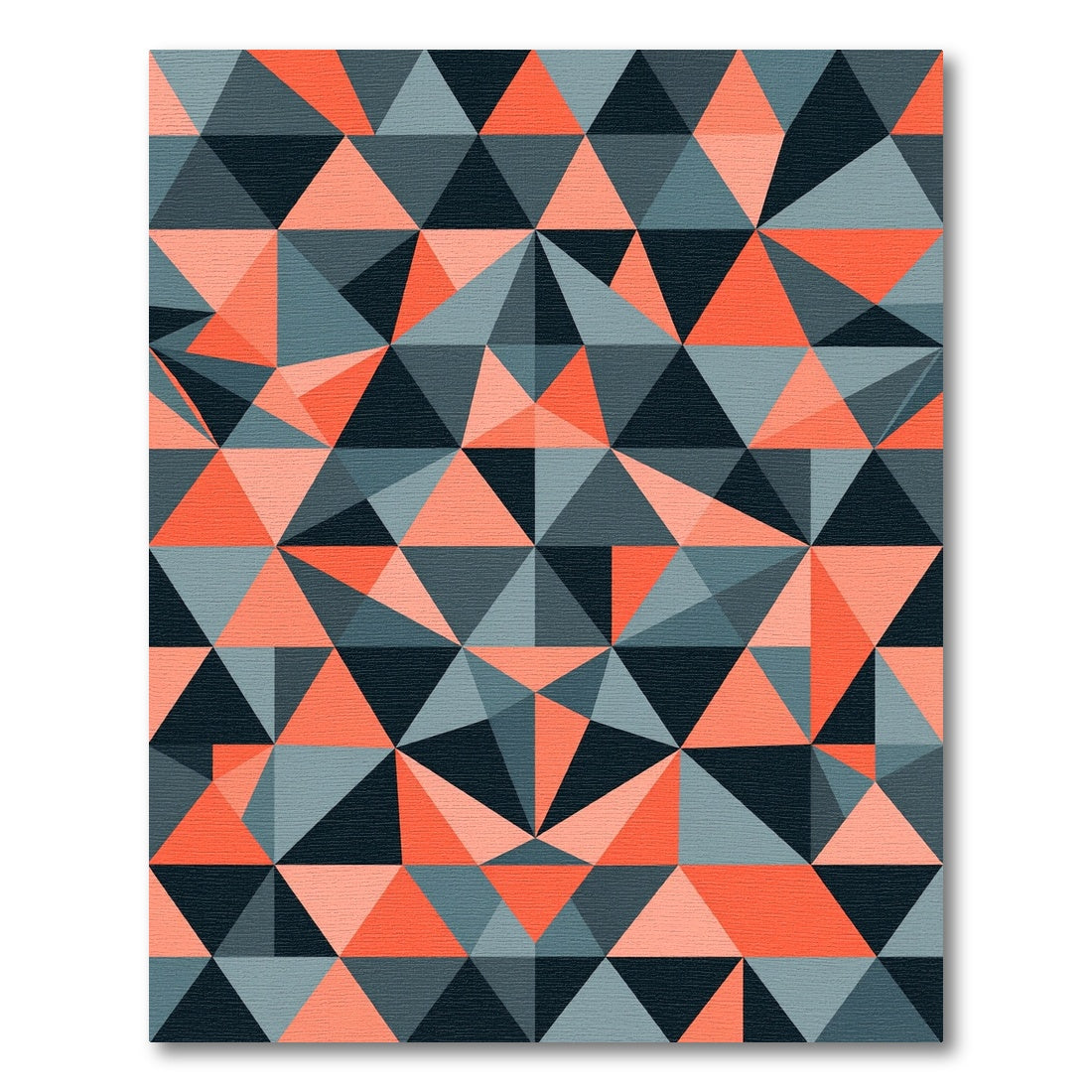Modern Coral Gray Geometric Triangle Composition Rug