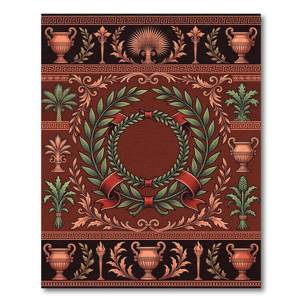 Ancient Roman Laurel Wreath Vaseware Rug