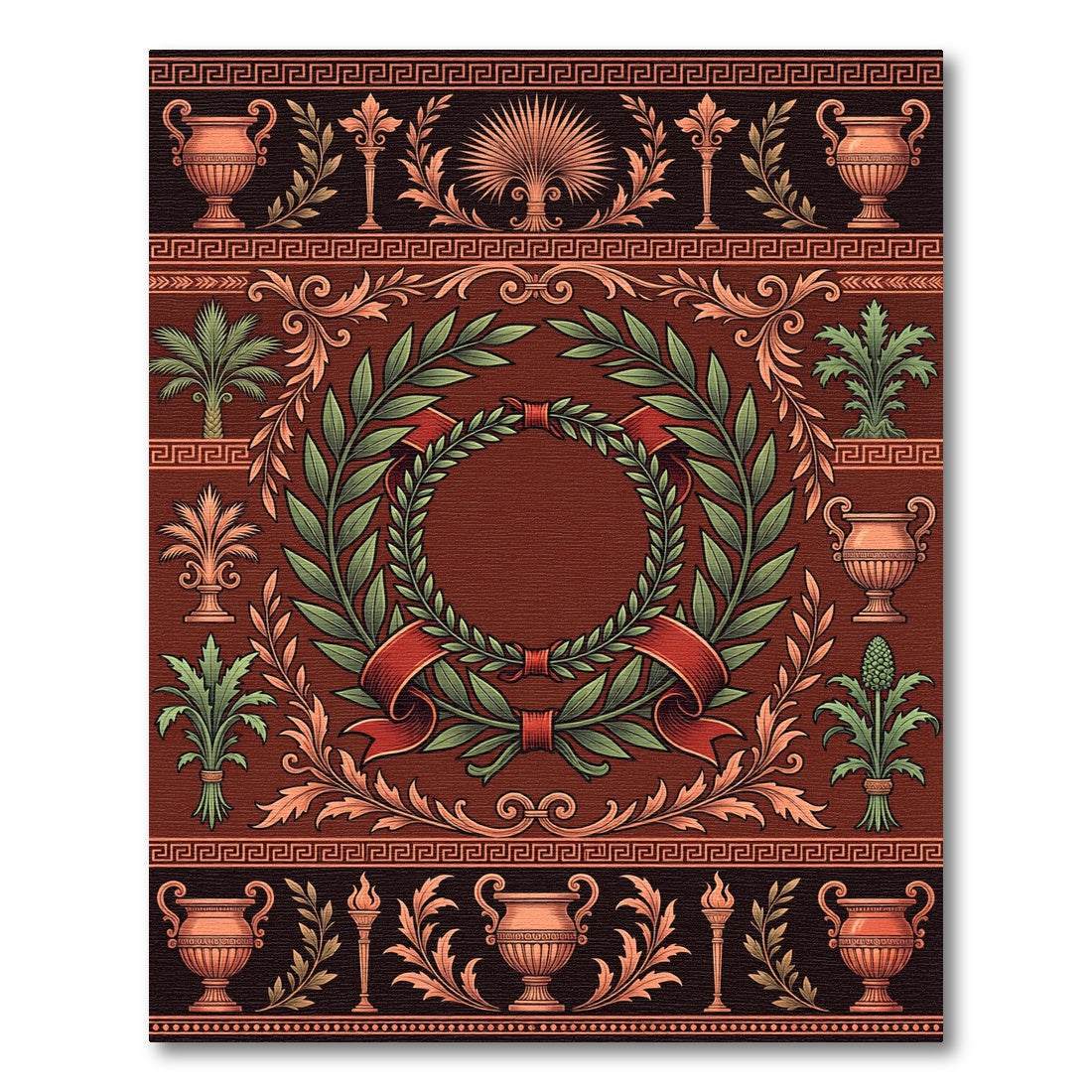 Ancient Roman Laurel Wreath Vaseware Rug