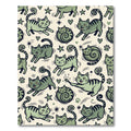 Whimsical Sage Green Cat Star Illustration Rug