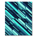Teal Blue Geometric Slanted Stripes Rug