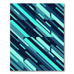 Teal Blue Geometric Slanted Stripes Rug