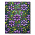 Lush Purple Clematis Botanical Trellis Rug