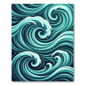 Contemporary Teal Swirling Oceanic Wave Rug
