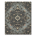 Elegant Gray Damask Scroll Floral Medallion Rug