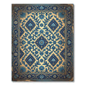 Ornate Blue Floral Medallion Gold Backdrop Rug