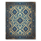 Ornate Blue Floral Medallion Gold Backdrop Rug