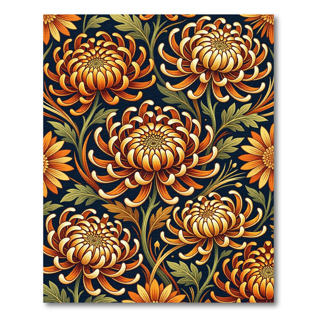 Vibrant Orange Chrysanthemum Floral Arrangement Rug