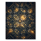 Golden Geometric Circuit Board Rug