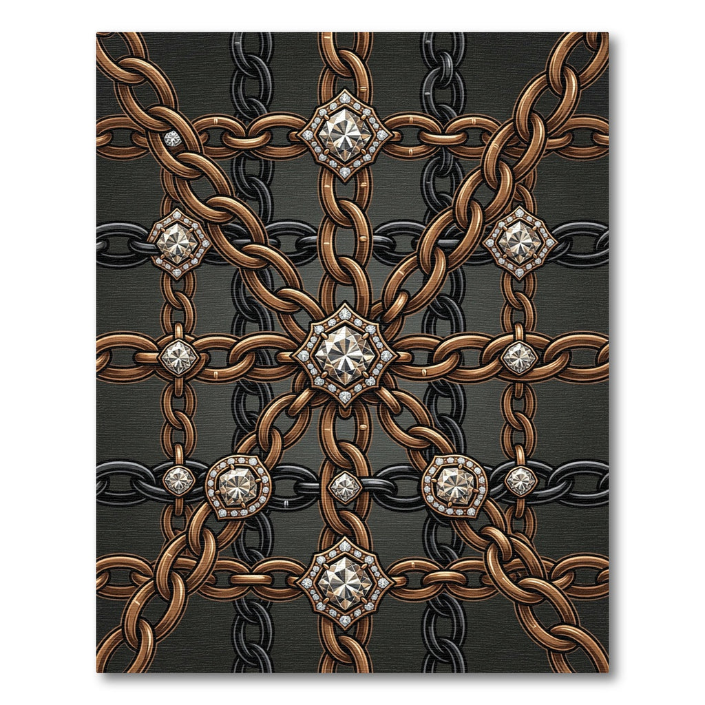 Opulent Gold Chain Linked Jewel Grid Rug