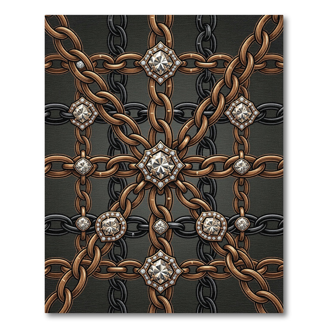 Opulent Gold Chain Linked Jewel Grid Rug