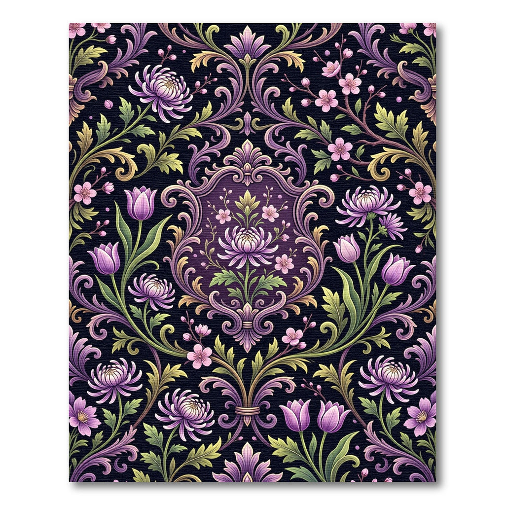 Floral Damask Plum Botanical Garden Rug