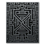 Monochrome Charcoal Geometric Labyrinth Art Rug