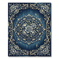 Vintage Indigo Rose Medallion Floral Rug