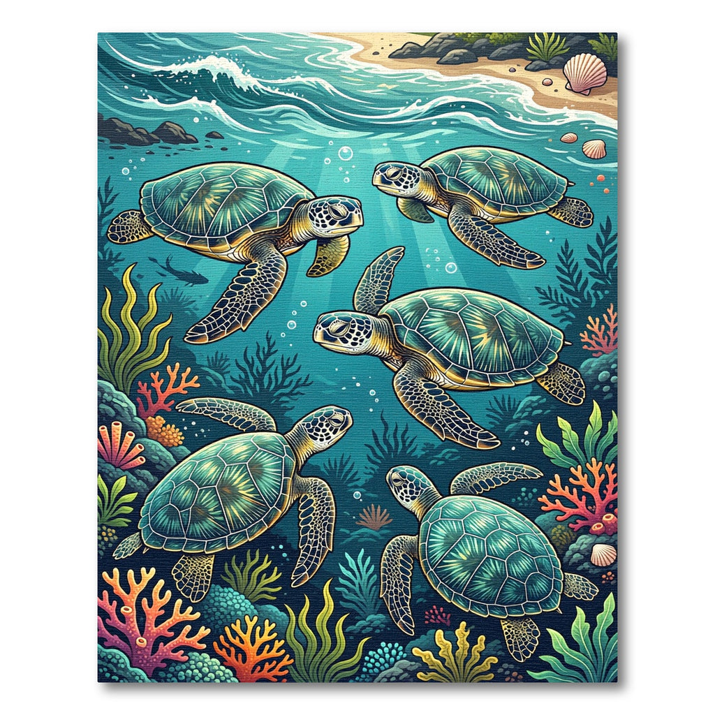 Vibrant Turquoise Sea Turtle Underwater Scene Rug