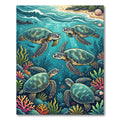 Vibrant Turquoise Sea Turtle Underwater Scene Rug