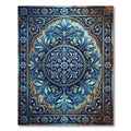 Ornate Azure Floral Circular Medallion Rug
