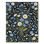 Midnight Field Daisy and Cornflower Bouquet Rug