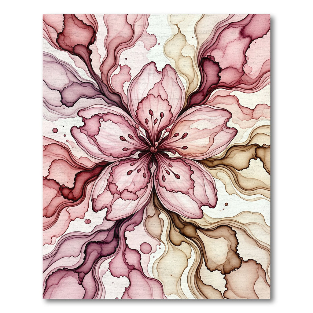 Ethereal Pink Cherry Blossom Ink Flow Rug