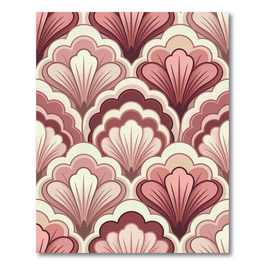 Elegant Dusty Rose Art Deco Fan Rug
